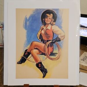 Vintage Cowgirl Pin-up Art Print
